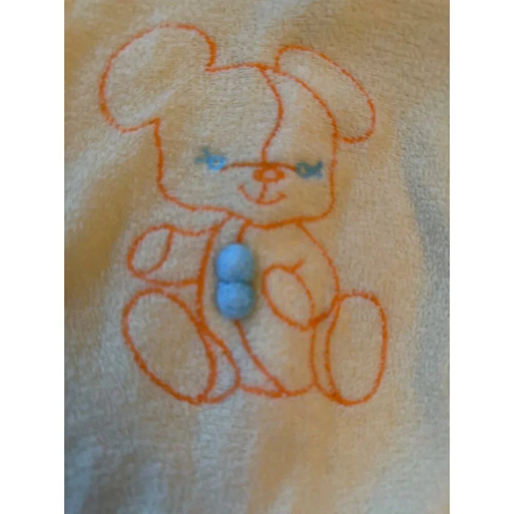 Vintage 80s Soft Plush Baby Sleeper Cartoon Bunny Embroidery‎ & Snap Closure